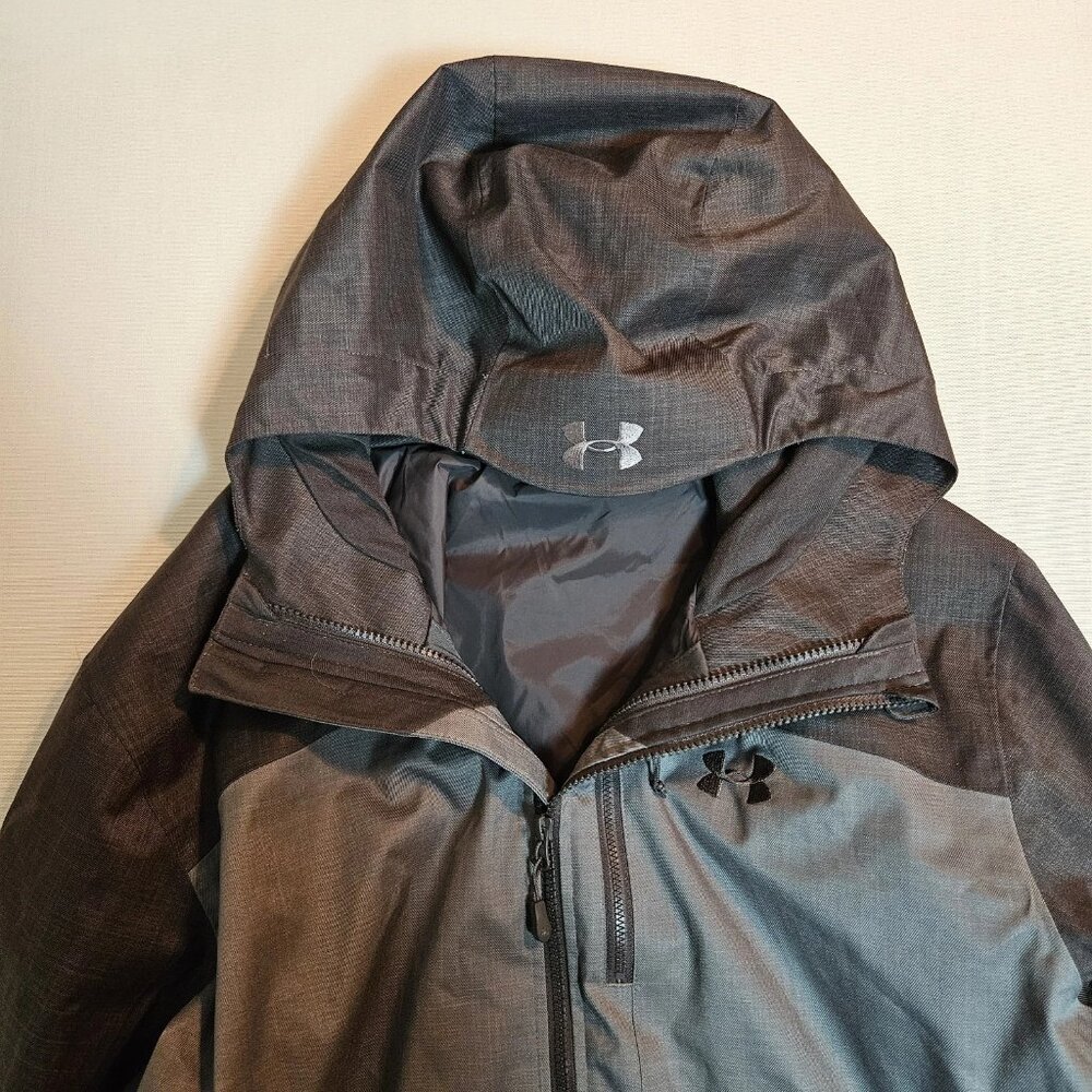Under Armour ColdGear Jacket XL Gray Black Hooded Zip Shell Only‎ Missing Liner - Picture 6 of 6